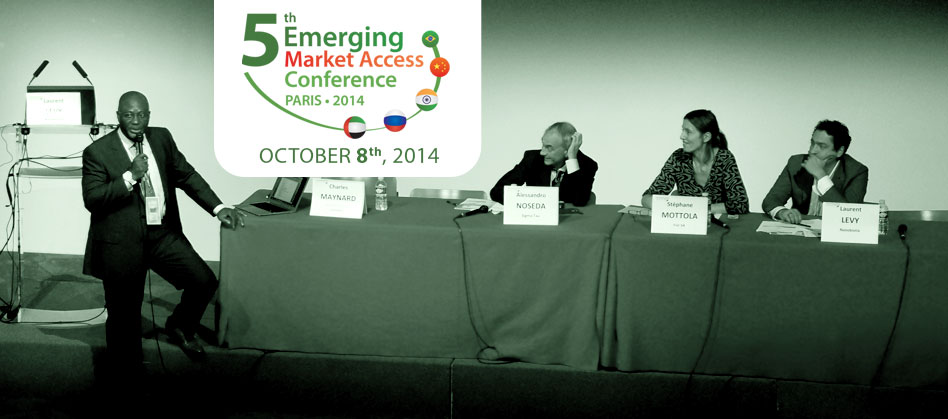 Speakers Emerging Market Access 2014|MENA flag|Brazil flag|Russia flag|China flag|India flag